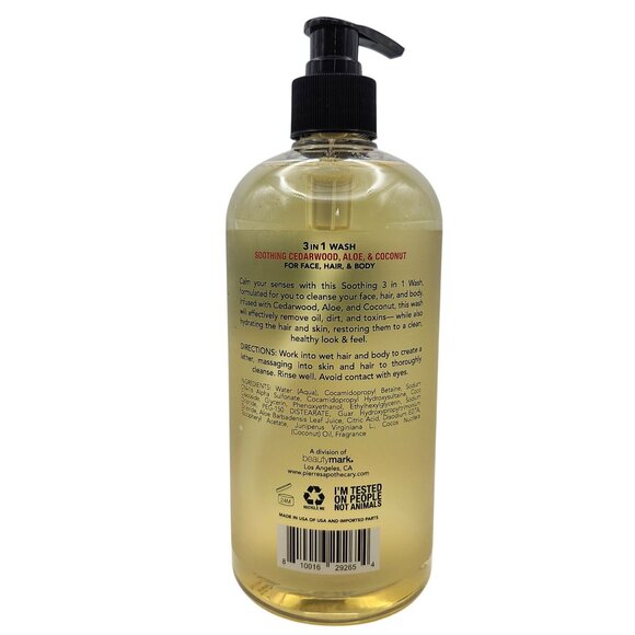 Pierres Apothecary Mens 3in1 Wash 24oz Face Hair Body Cedarwood Aloe Coconut - Picture 2 of 2